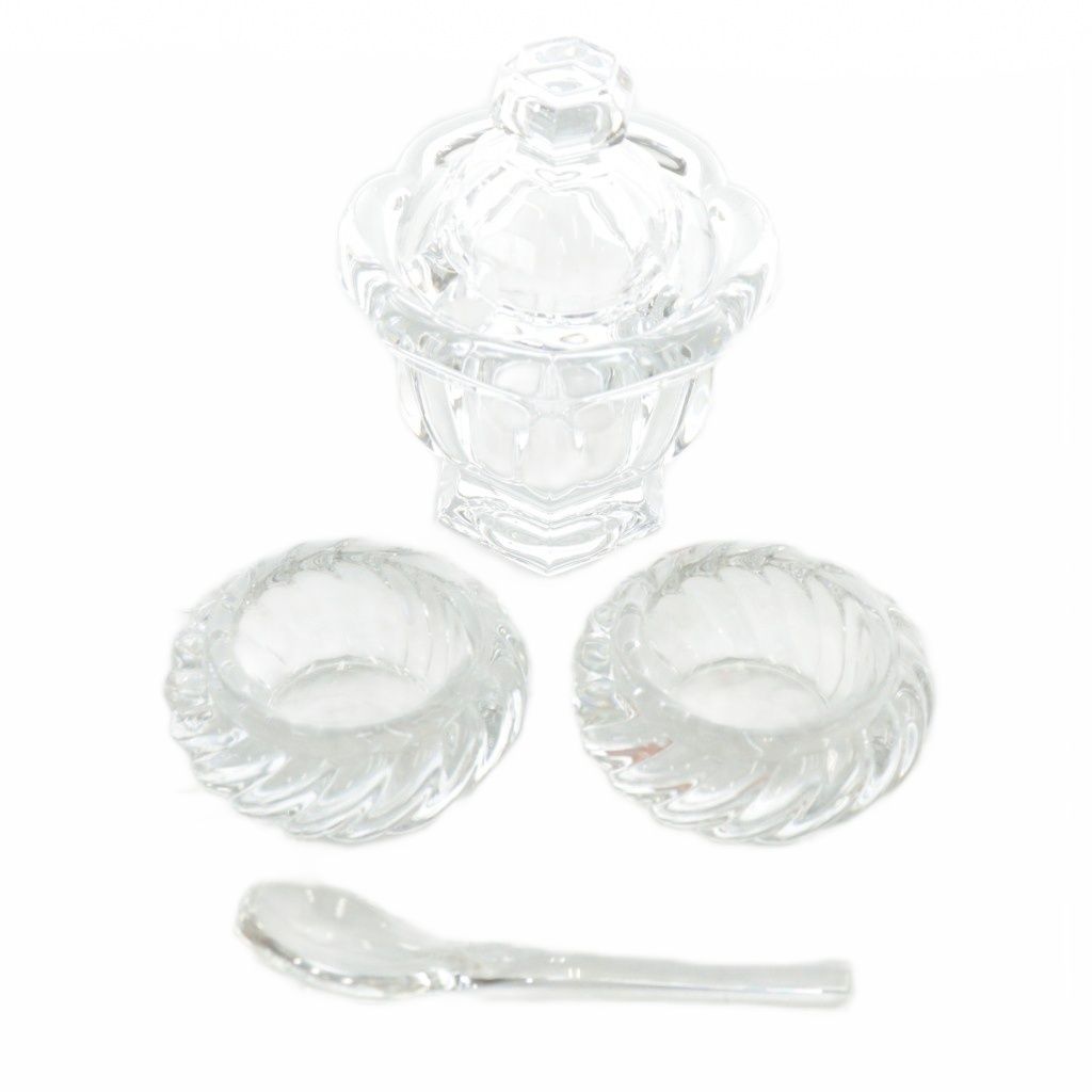 バカラ Baccarat シュガーポッド マスタードポット キャンドルホルダー スプーン 4点セット クリスタル クリア XZ GY18