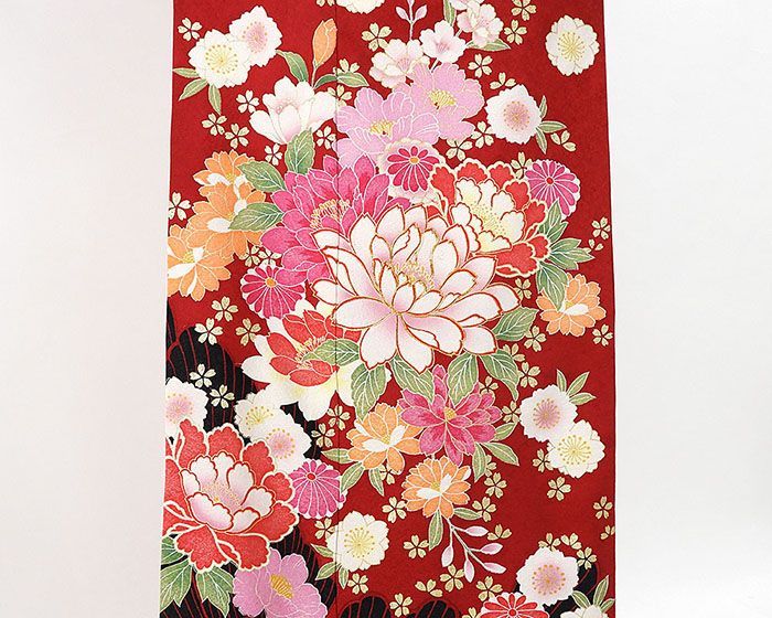 D453 振袖　花模様　正絹　着物　袷 D453 振袖 花模様 正絹 着物 袷 D453 振袖花模様正絹着物袷