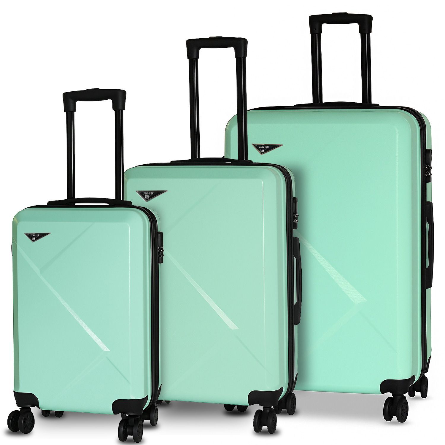 3点セット スーツケース キャリーケース キャリーバッグ 超軽量 S|M|L サイズ 5～7泊 大容量 静音 旅行 ビジネス 出張 修学旅行 旅行 ハードケース Transporter 送料無料 808-3set ライトグリーン