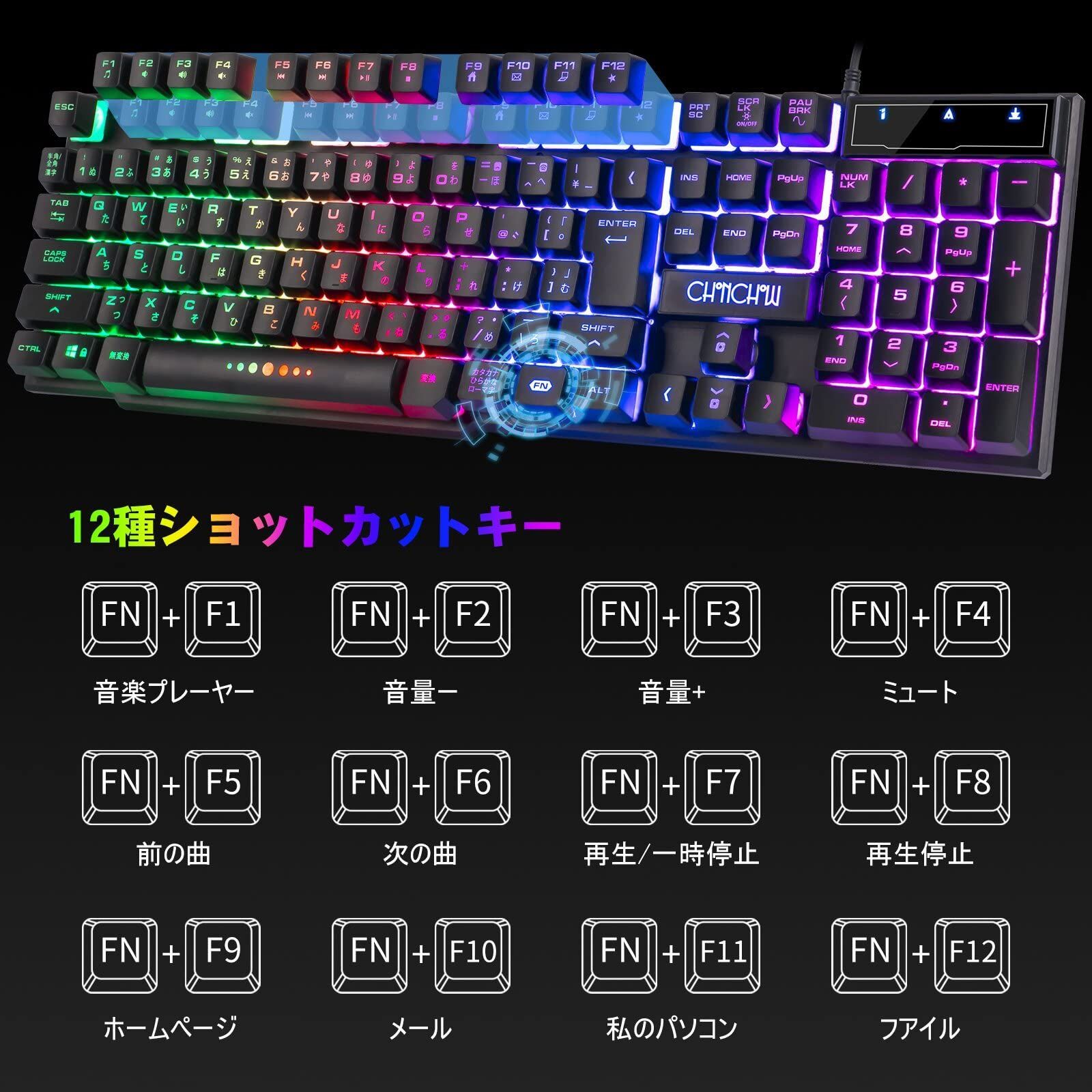 CHONCHOW ゲーミングキーボードマウスセット スイッチ ps4/ps5