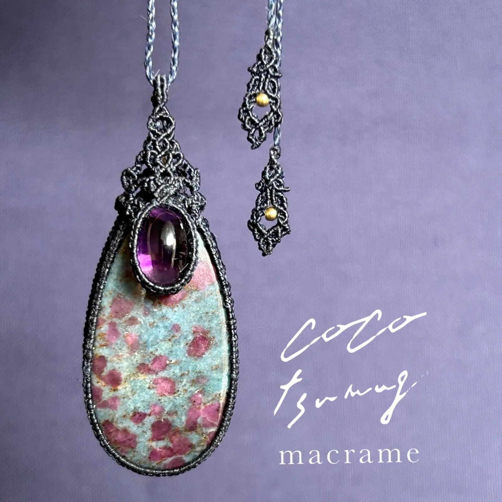 カンテラオパール マクラメネックレス ❁Luna celeste❁ カンテラ