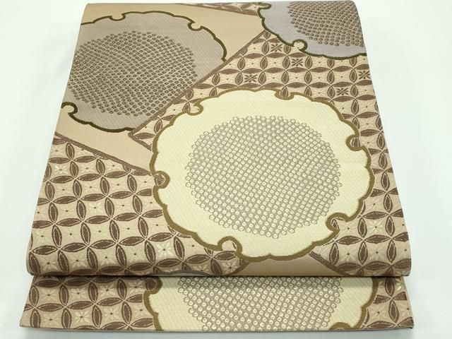 平和屋着物■極上　こむさでもーど・COMME CA DU MODE　六通柄袋帯　鹿の子雪輪七宝文　逸品　未使用　CZAA3931s5 平和屋着物□極上 こむさでもーど・COMME CA DU MODE 六通