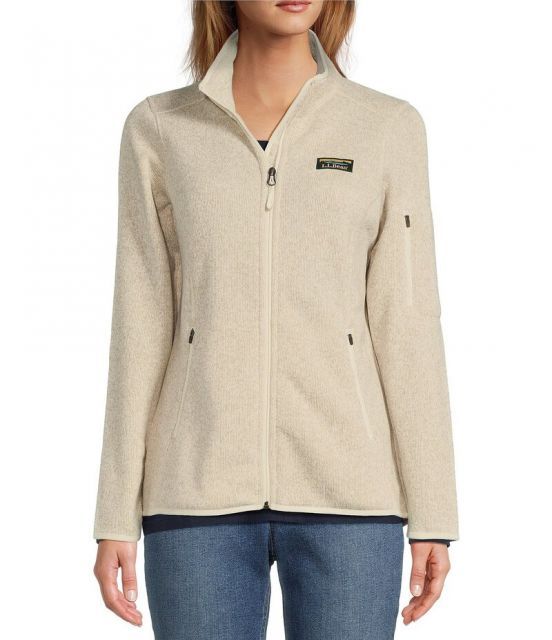 【送料無料】 エルエルビーン レディース コート アウター Fleece Knit Stand Collar Long Sleeve Full Zip Sweater Jacket Sailcloth