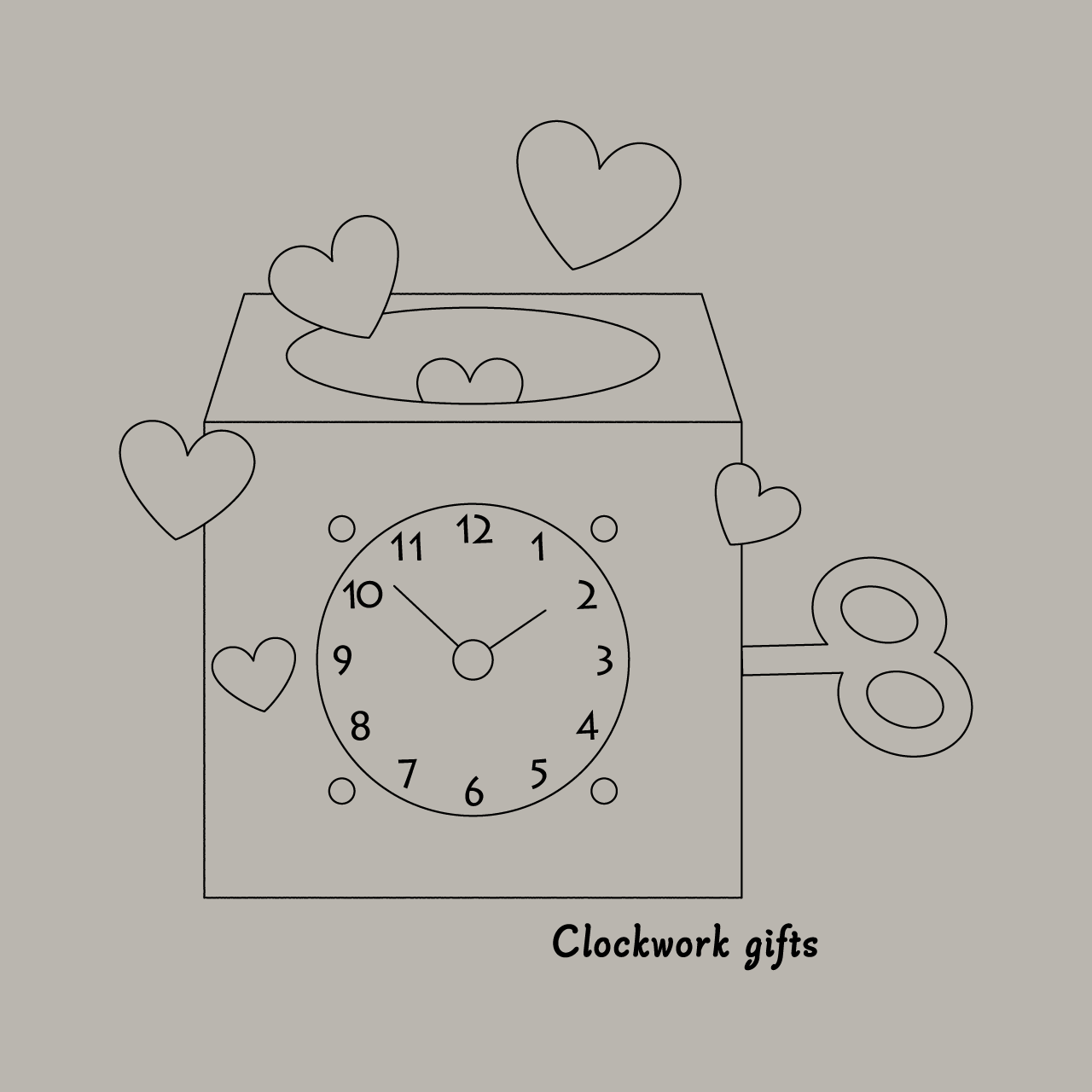 グラフィックロングTシャツ　Clockwork gifts White -Long-