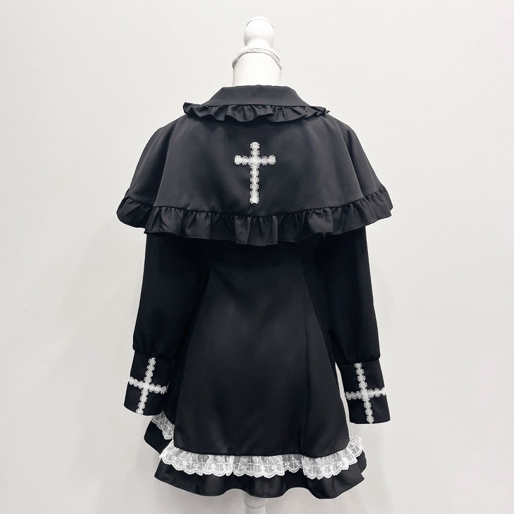 DearMyLove ケープヨーク十字架ワンピース ブラック×レッド ボルドー ケープヨーク十字架ワンピース – レディースファッション通販の