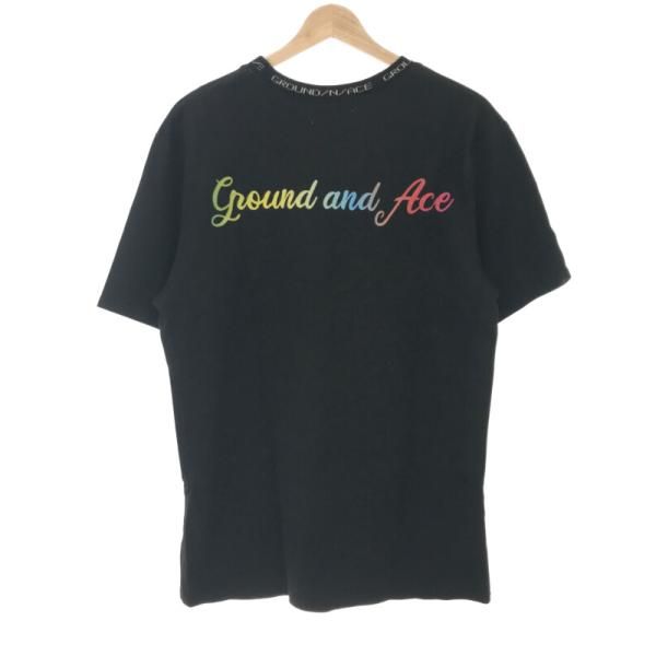 GROUND/N/ACE グランダンエース ネックロゴコットンTシャツ ブラック M