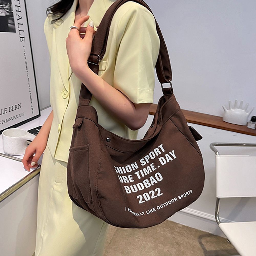 キャンバス ショルダーバッグ ロゴ トートバッグ A4サイズ収納