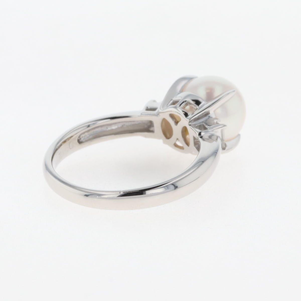パール デザインリング プラチナ 指輪 メレダイヤ 真珠 リング 11号  