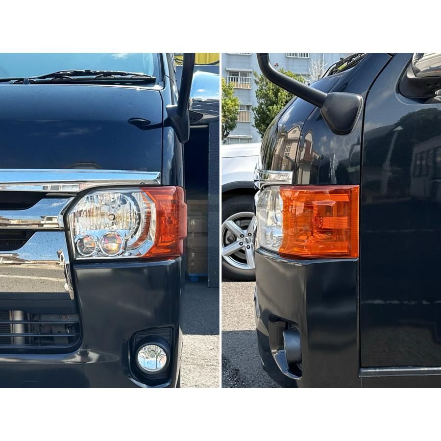 両面テープ付 ハイエース US ルック コーナーレンズ カバー ヘッドライト ウインカー オレンジ アンバー USDM トヨタ 200系 156-96 156-97 FFCRYSTALESIA_COM