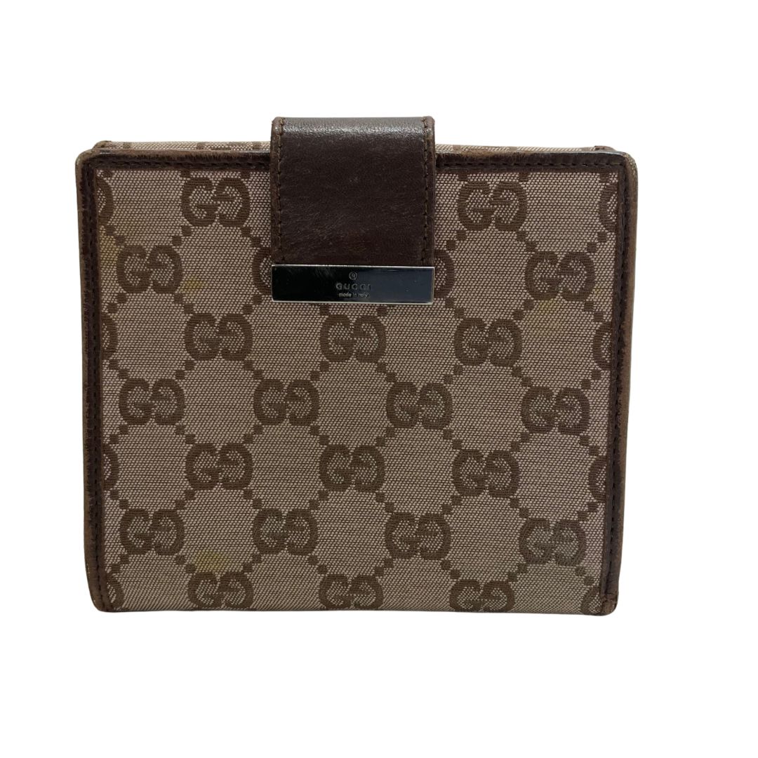 グッチ 三つ折り財布 キャンバス ブラウン GUCCI 財布 Wホック グッチ 三つ折り財布 キャンバス ブラウン GUCCI 財布 Wホック