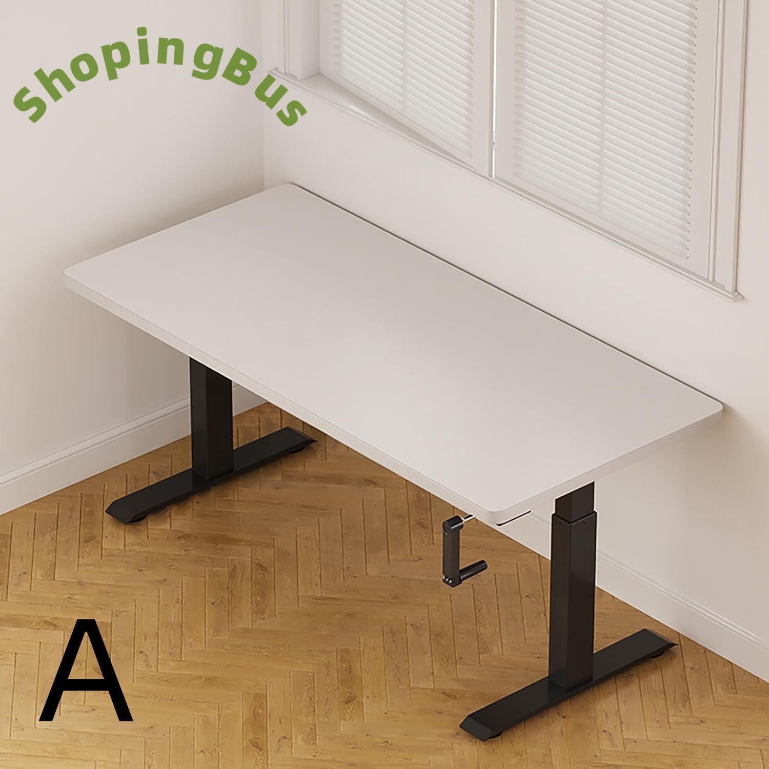 昇降デスク 幅120cm 耐荷重80kg 昇降デスク 手動 無垢材デスクトップ 冷間プレス鋼製ブラケット スタンディング デスク 上下昇降デスク