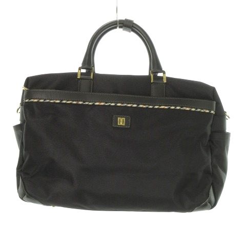 ダックス DAKS ボストンバッグ 2way ショルダーバッグ ナイロン レザー ロゴ ワンポイント ハウスチェック 黒 ブラック /MN17 ■GY18
