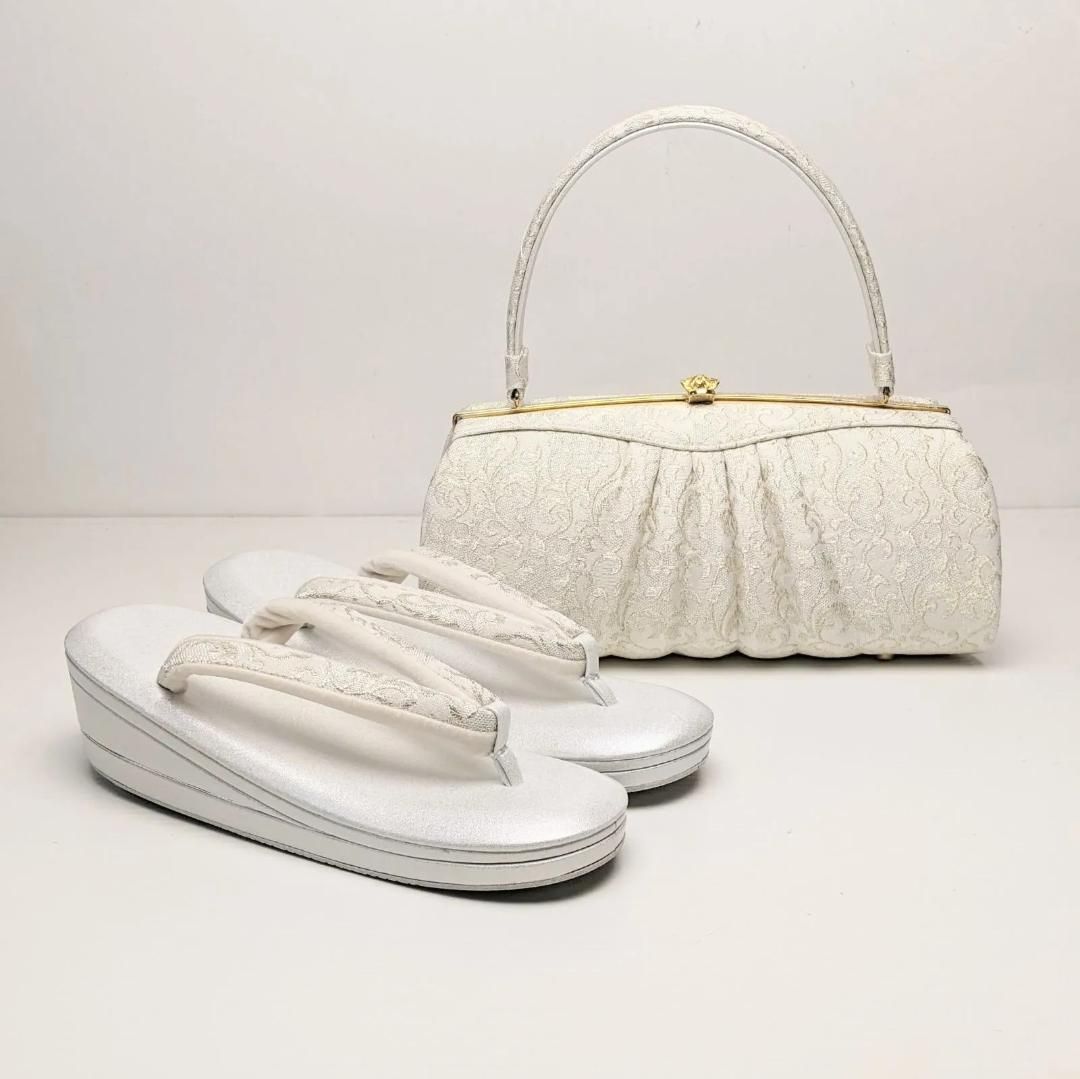 振袖用 草履バッグ セット 高級ジャガード 厚底 uzouri83-6