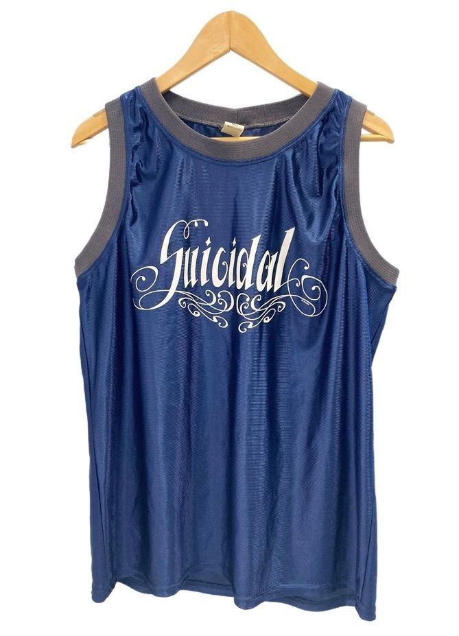 US US古着 SUICIDAL TENDENCIES BASKET JERSEY スイサイダルテンデンシーズ バンド タンクトップ US古着 バスケジャージ  MD ノースリーブ ネイビー 101MT-2696