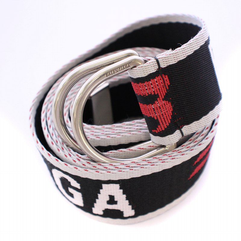 バレンシアガ BALENCIAGA D Ringベルト ロゴ 黒 ブラック 白 ホワイト /BB ■OH