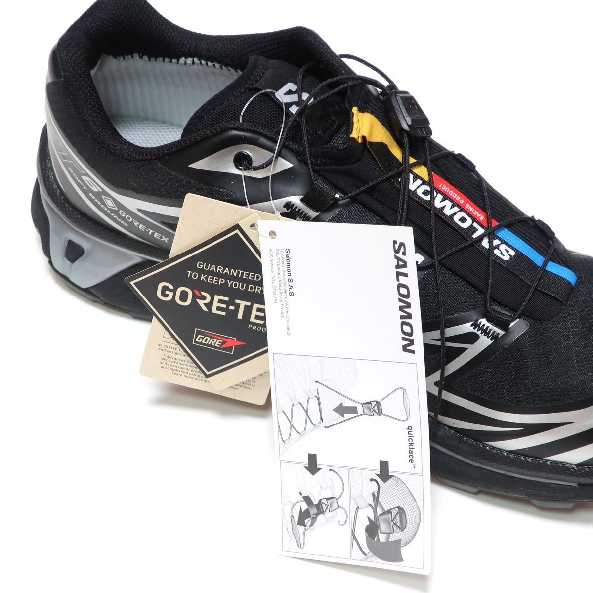 SALOMON XT-6 GTX BLACK/BLACK/FTW SILVER L47450600 GORE TEX 