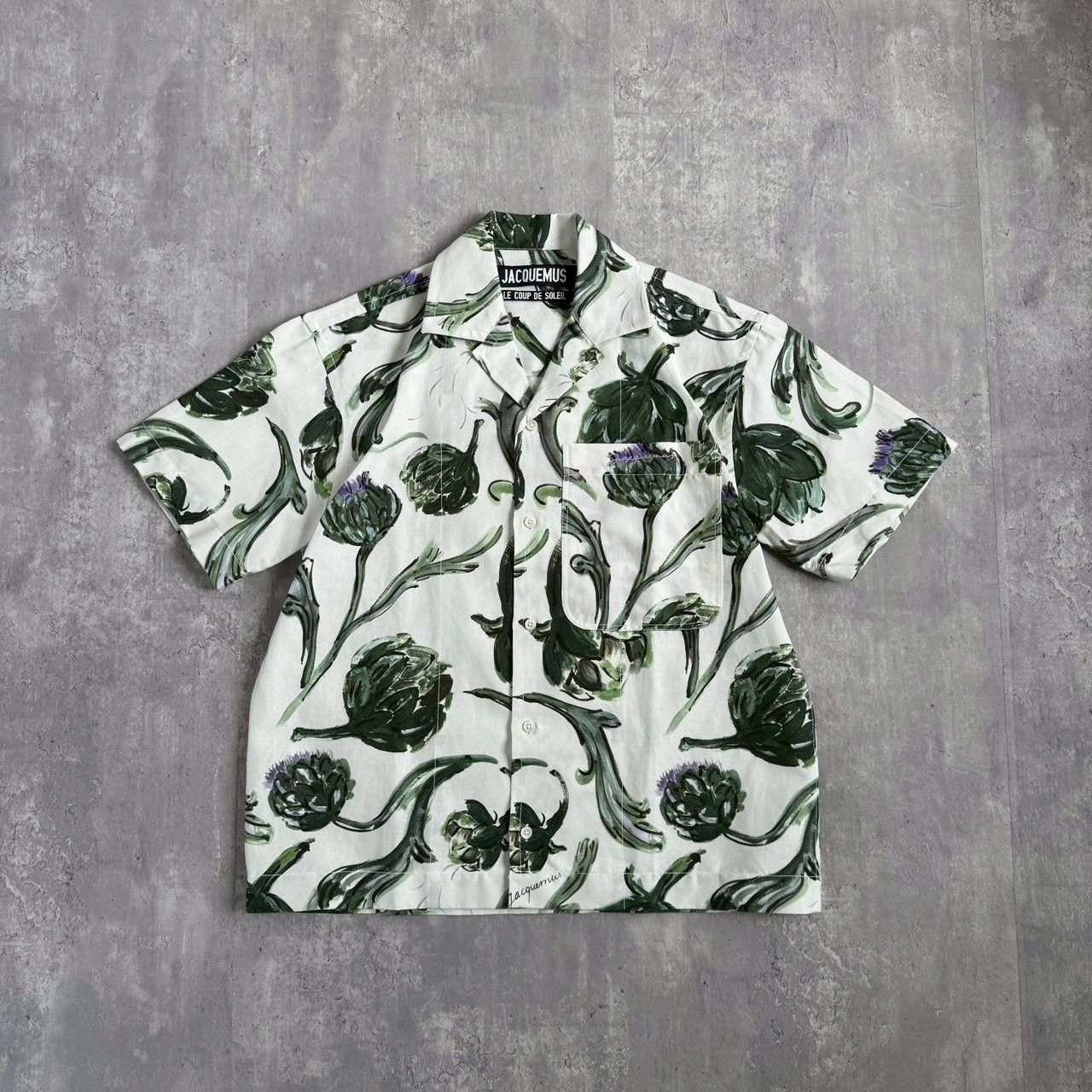 JACQUEMUS ジャックムス LE COUP DE SOLEIL リネン混 ボタニカルオープンカラーシャツ 44サイズ