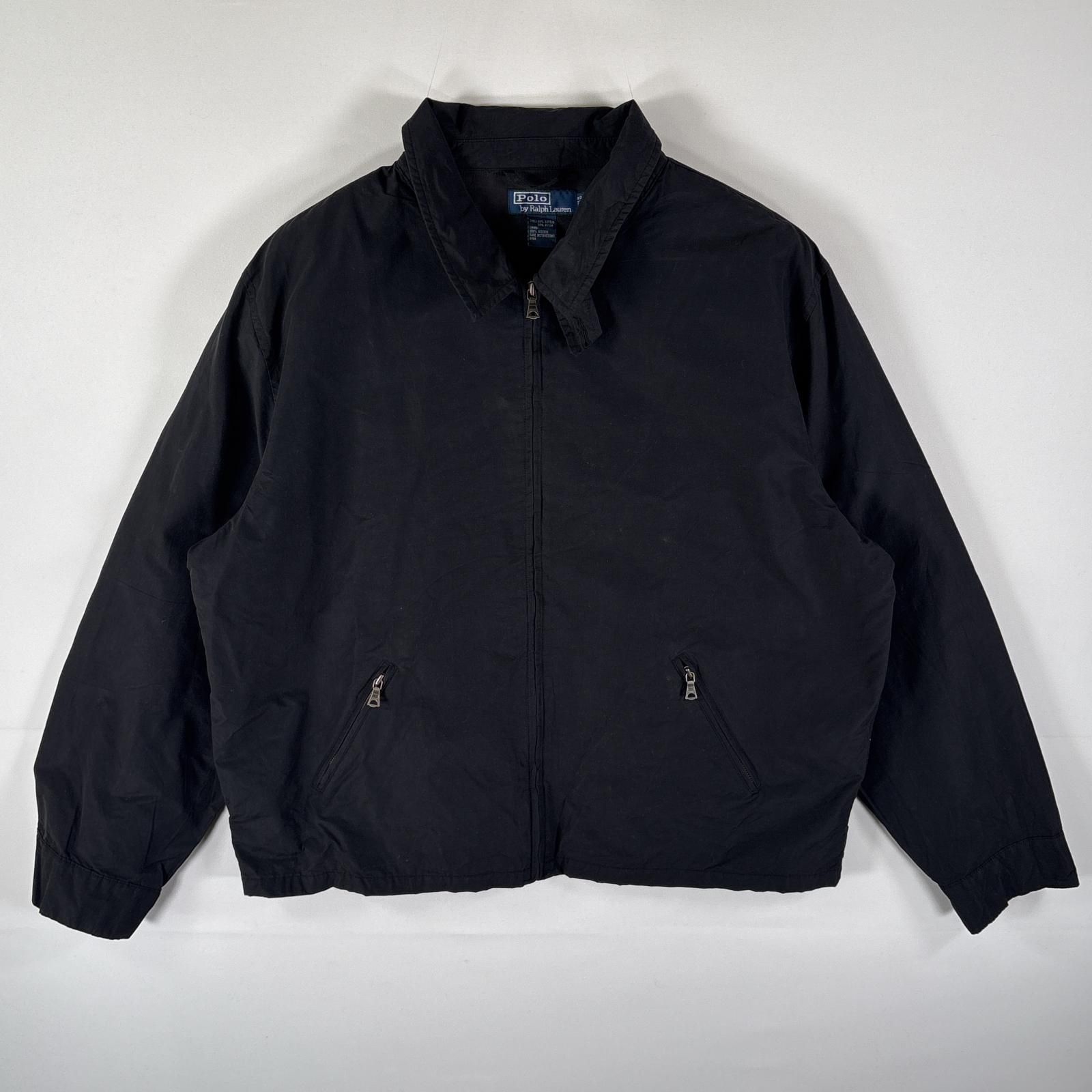 古着 ポロバイラルフローレン Polo by Ralph Lauren スウィングトップジャケット フルジップ ブルゾン コットンジャケット XXL ブラック メンズ
