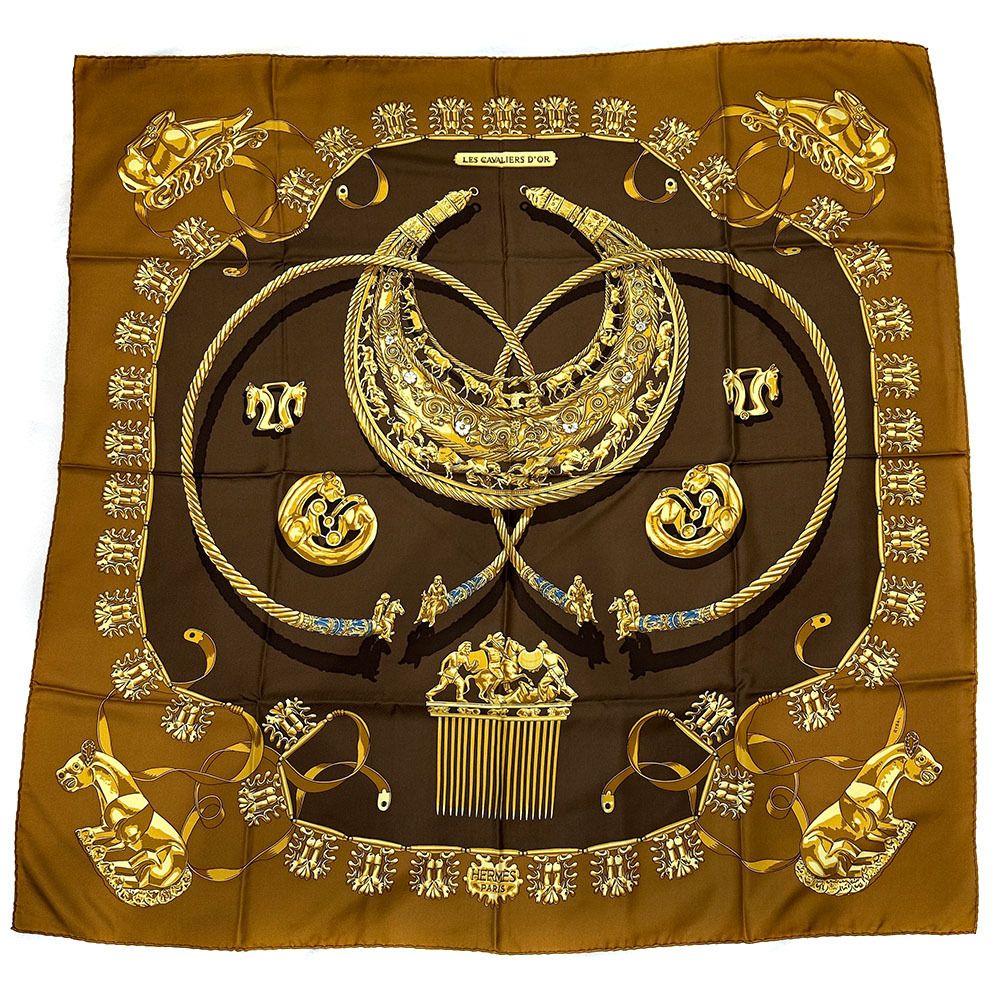 エルメスLES CAVALIERS D'OR大判スカーフ
