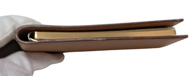  エルメス メモ帳 レザー ボックスカーフ 二つ折り リフィル付き 縦型 ブラウン E刻 薄茶 HERMES メモ帳 ノート メモ帳