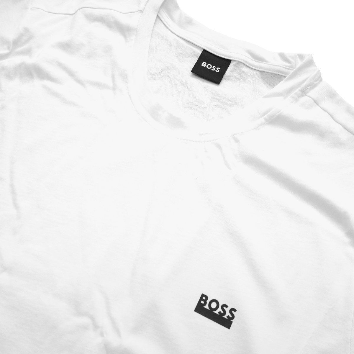 2025 BOSS ロゴ シグネチャーストライプ Tシャツ 白 M ボス HUGO 2025◇最新作◇ BOSS ◇ボス◇ワンポイント BOSS ロゴ 裾