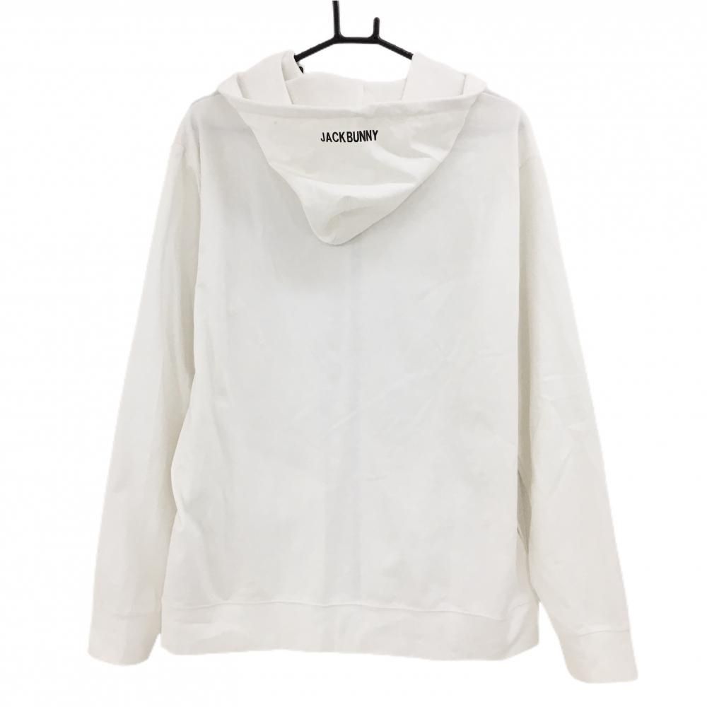 ジャックバニー ジップパーカー 白×黒 ジップ部分ロゴ ダブルジップ コットン混 メンズ 5 L ゴルフウェア Jack Bunny