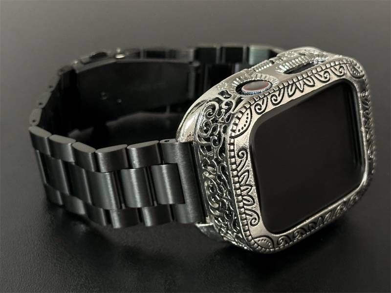 s銀鎧 Apple Watchバンド 316Lステンレスベルト アップルウォッチ重厚メタルカバー 彫刻調精密ケース メンズ レディース 44mm45mm46mm49mm ultra ウルトラ バンドのみ全サイズ シリーズ対応 取り付け時ネジ不要 WWW_OPDRERGINERDOGAN_COM