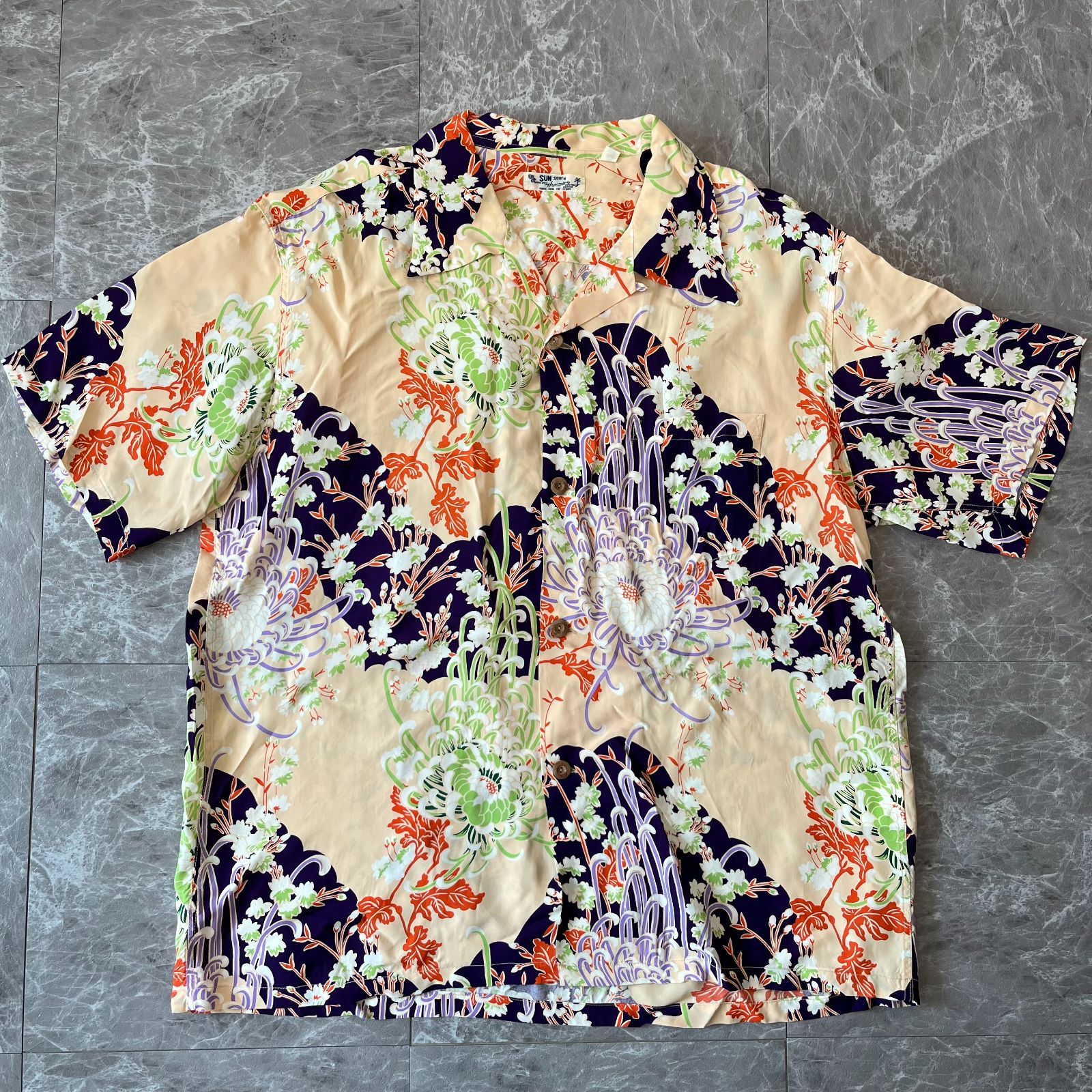 サンサーフハワイアンシャツ・フラワーボーダー柄 SUN SURF / HAWAIIAN S/S SHIRT “FLOWER FIELD BORDER”