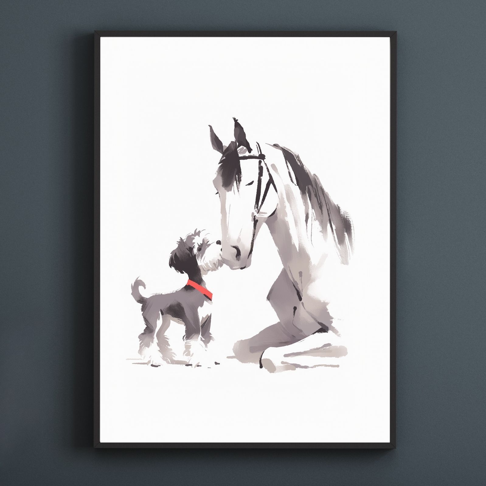 福寿 2026年 - シュナウザー犬 No.2 午年 馬 謹賀新年 賀正 新春 迎春 子犬 ペットロス うちの子 記念日 アートポスター 犬の絵 犬のイラスト ギフト プレゼント