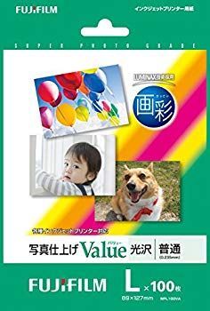 【中古】FUJIFILM 写真用紙 画彩 光沢 L 100枚 WPL100VA o7r6kf1