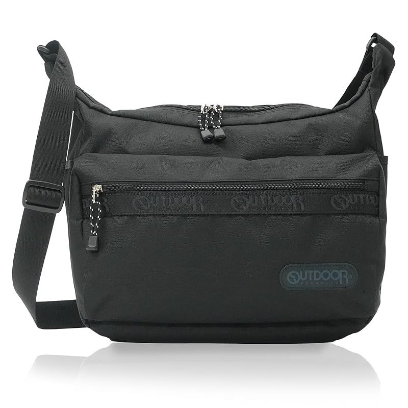 【特価商品】[アウトドアプロダクツ] ショルダーバッグ ロゴテープ ヘザー マザーズバッグ 大容量 16L ブラック３（オールブラック）