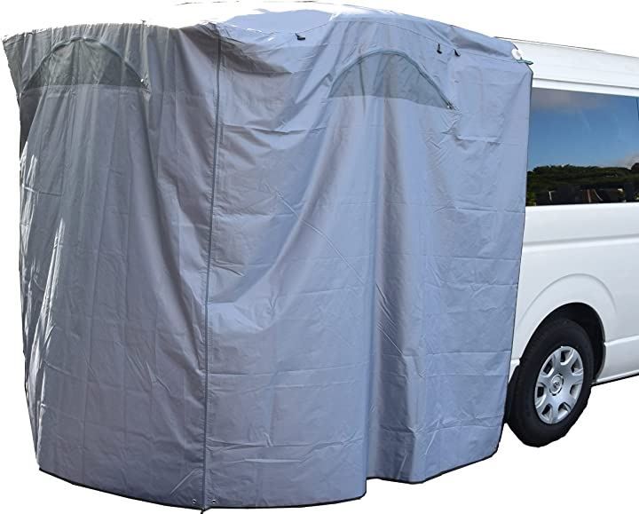 iBeamed リアゲートタープ 更衣室 リビング 日除けに かぶせ型 遮光メタルグレー窓付 幅180