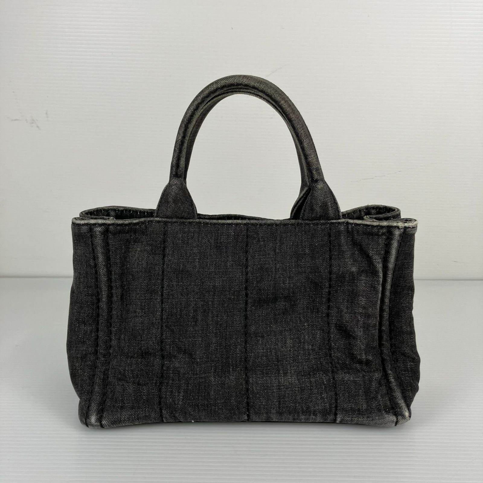 中古品】PRADA プラダ デニム ミニカナパ 2WAY ハンドバッグ トート ...