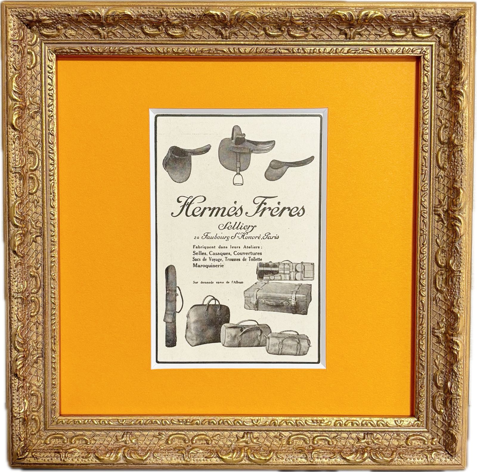 エルメスHERMESアンティークビンテージ（ヴィンテージ ）広告アドポスター額付 1930 広告＞HERMES エルメス ポスター ヴィンテージ アート