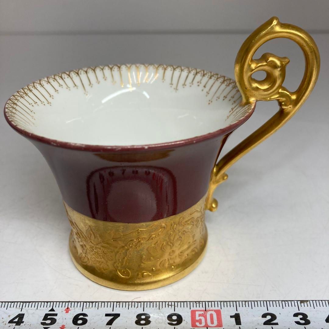 E.S.1895アンティークフランス製金彩カップ-ソーサー東H5-1127 2F