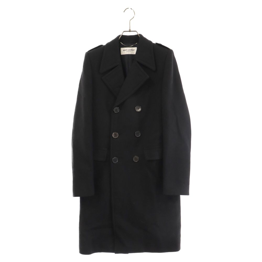 SAINT LAURENT PARIS (サンローランパリ) 16SS ダブルブレストチェスターコート ジャケット ブラック 416961 Y557K  - メルカリ