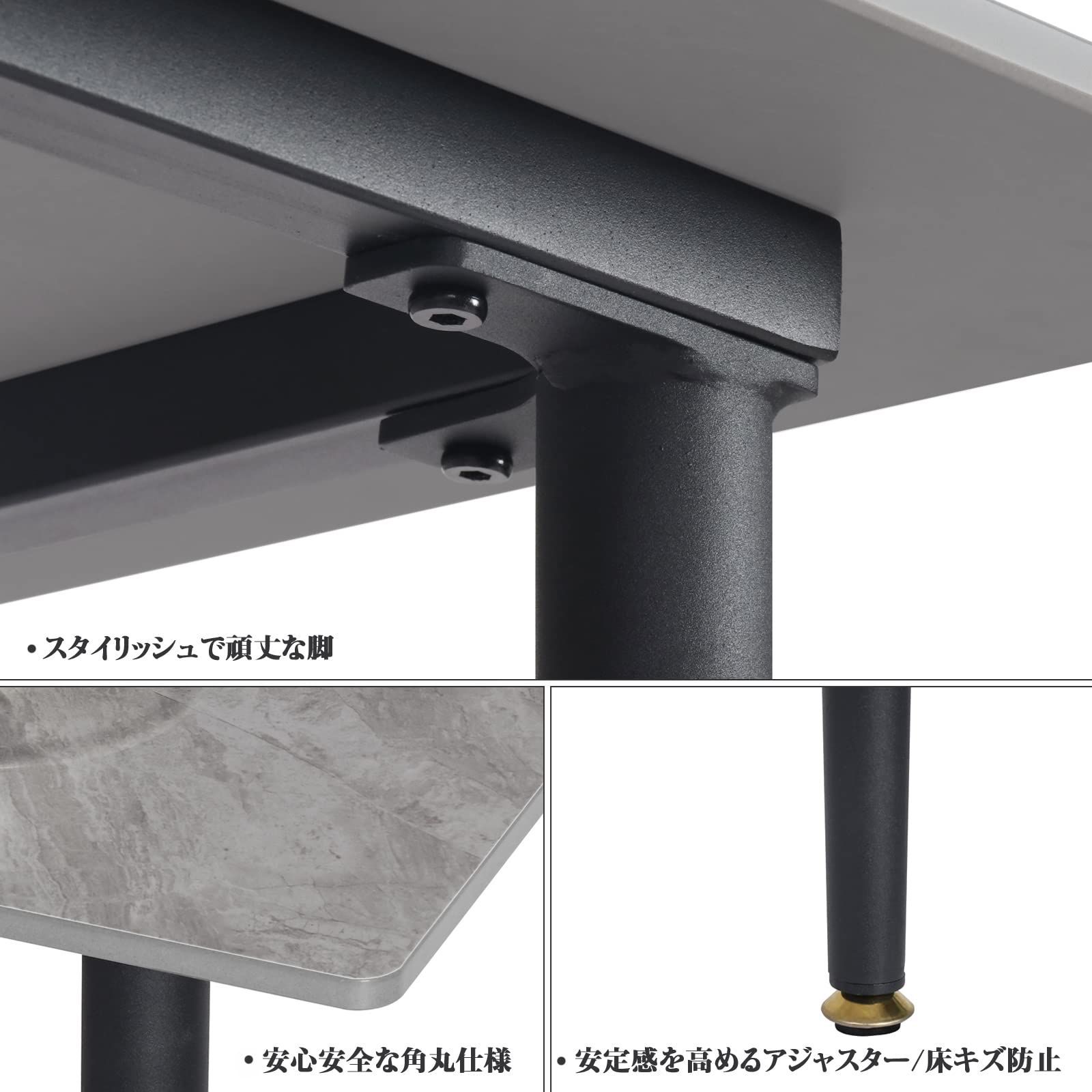 2人掛けテーブル 大理石風 モダン おしゃれ 幅80㎝ 単品 石材×スチール 正方形 2人用 テーブル 食卓 グレー ダイニングテーブル UNHO MARWIL-DEMENAGEMENTS_CH