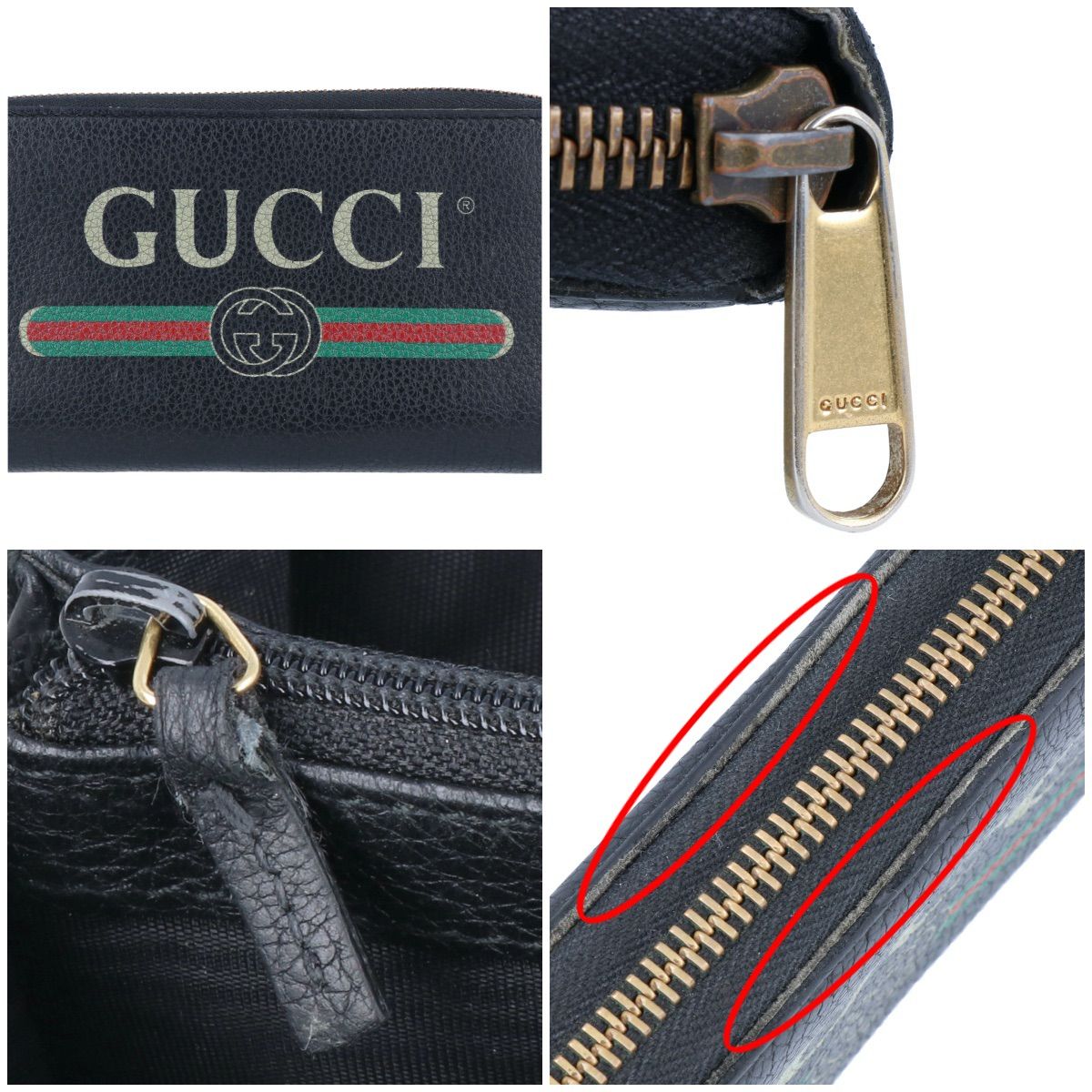 GUCCI】グッチ プリント ラウンドファスナー 長財布 496317 カーフ 