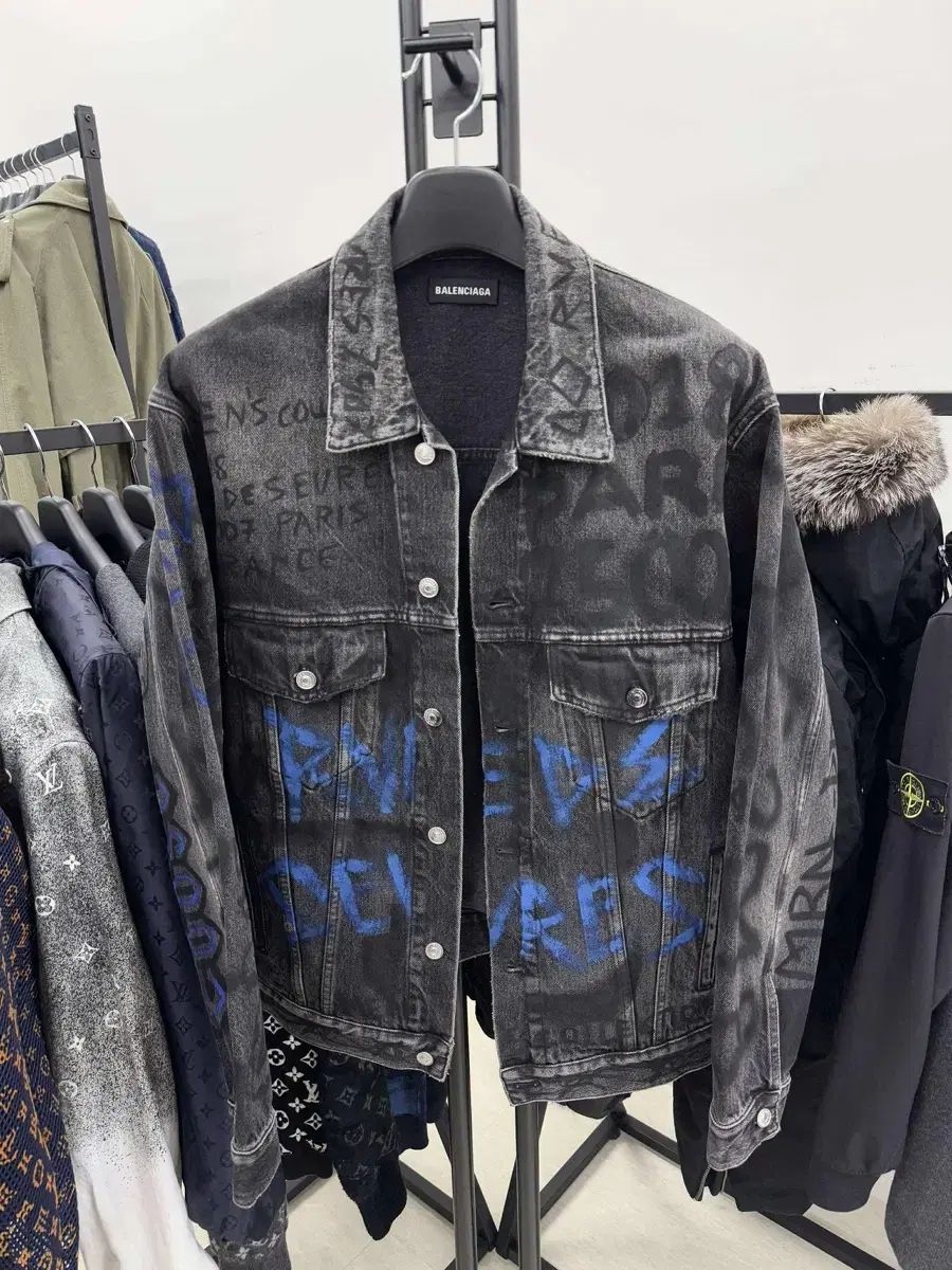 BALENCIAGA バレンシアガ グラフィティ ブラックデニム デニム ジャケット 44 実寸 100 ー 105