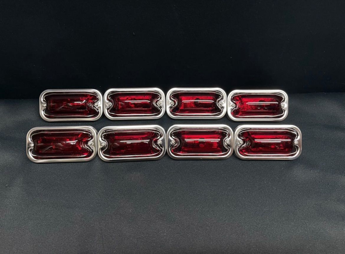 板橋用品製作所　S-80DXST　8個　レッド　赤　角マーカー　電球式　24V6W　ガラス　前開きタイプ レトロ デコトラ　かまぼこ　車高灯　トラックショップASC