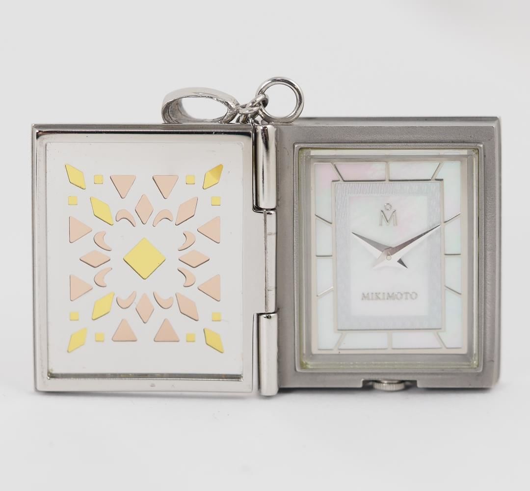 自宅保管品】MIKIMOTO/ミキモト/時計/トップ/ペンダントウォッチ/QZ/白
