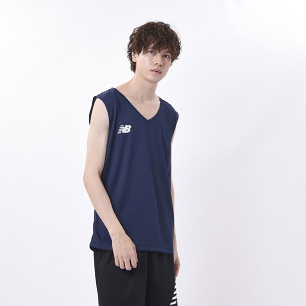 ニューバランス New Balance インナーシャツ Vネックノースリーブ Tシャツ (JMTF1022)、(NV)ネイビー