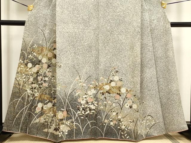 平和屋着物○訪問着 鴛鴦流水花文 暈し染め 金彩 上代29