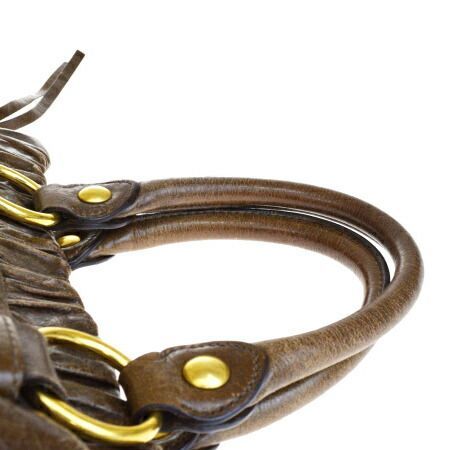 中古】 ミュウミュウ miumiu ハンドバッグ ブラウン レザー 保存袋付き