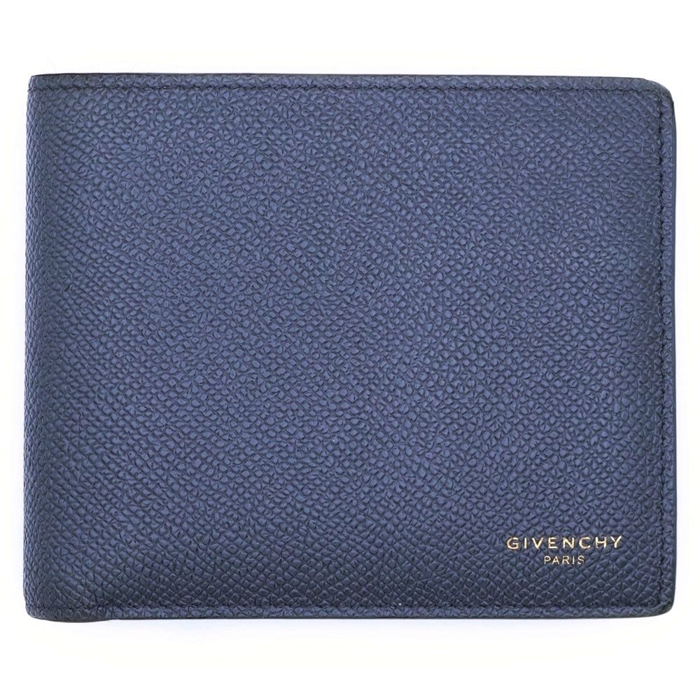 GIVENCHY ジバンシィ 4CC COIN POCKET GUNMETAL WALLET 二つ折り財布 ネイビー