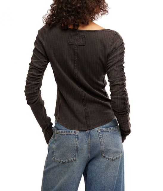 フリーピープル Free People Clean Slate Henley レディース シャツ トップス Black Clean Slate Henley | Free People