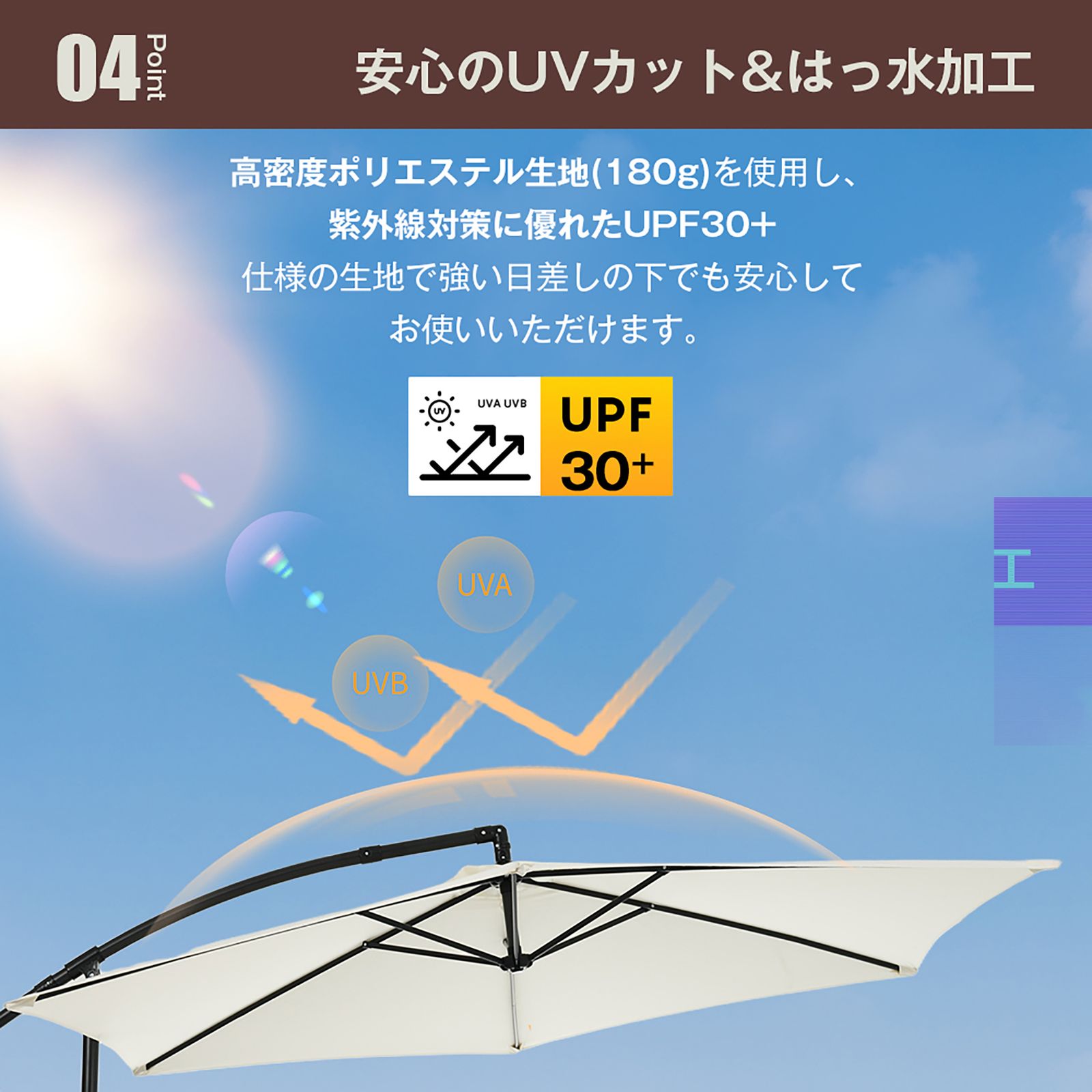 14%割」 【ベージュ】パラソル単体 直径300cm 30+UPF紫外線対策