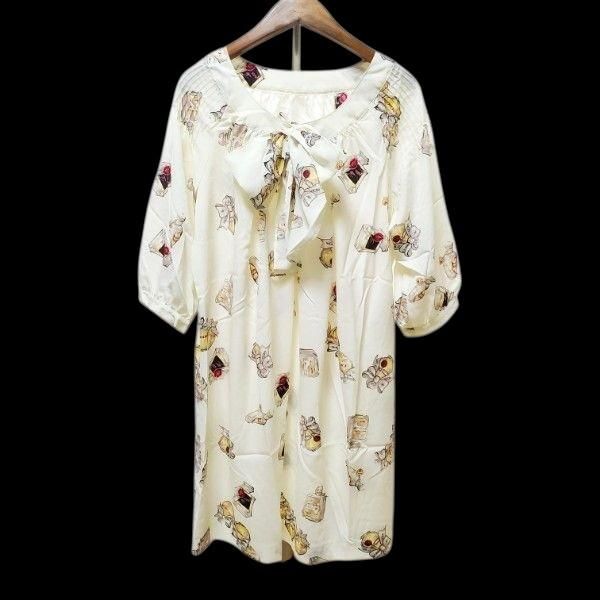 snc インゲボルグ INGEBORG チュニック 9 白 柄 リボン 五分袖