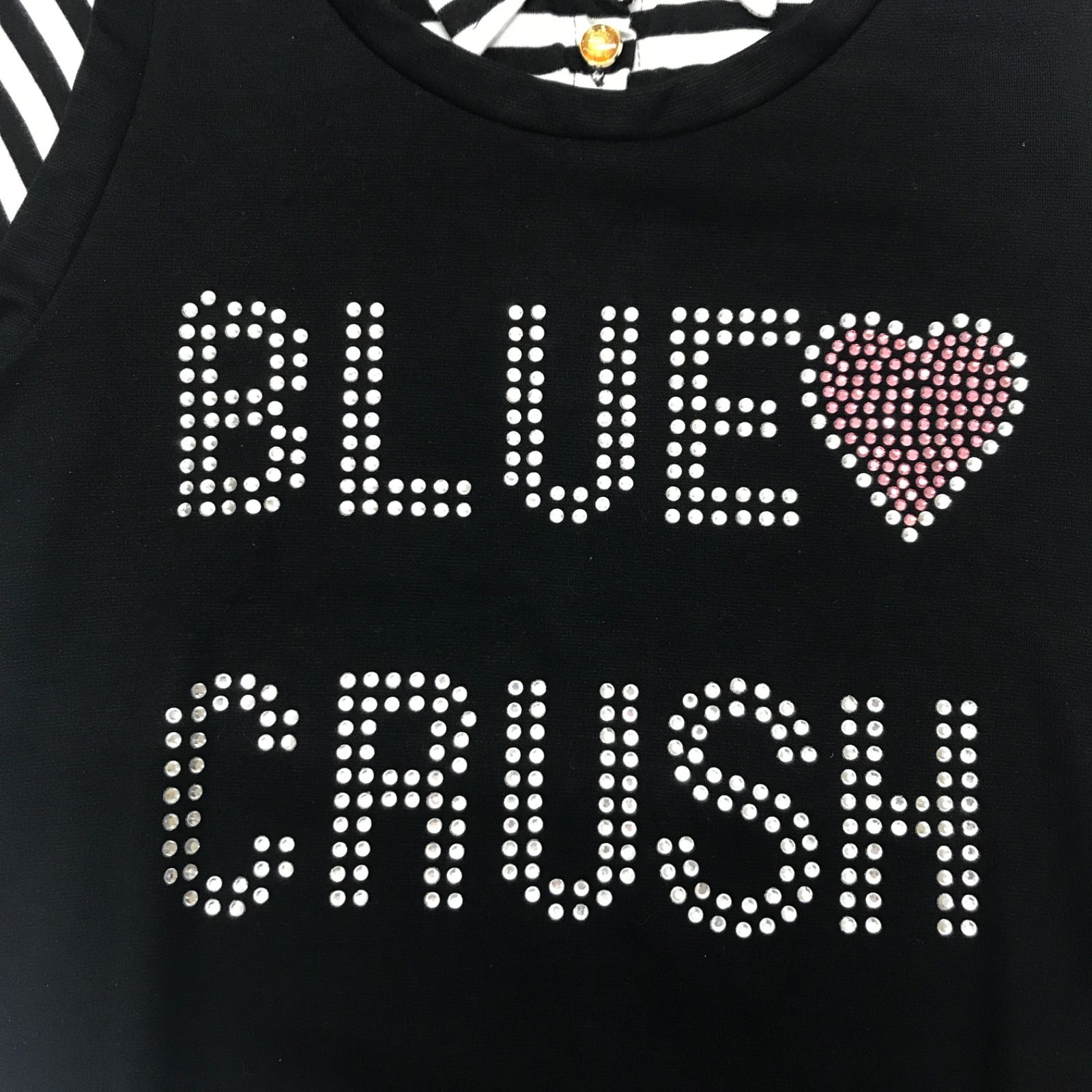 【USED】BLUE CRUSH ブルークラッシュ ポリエステル 半袖 ポロシャツ 重ね着風 ボーダー ブラック 黒 レディース サイズ不明 ゴルフウェア