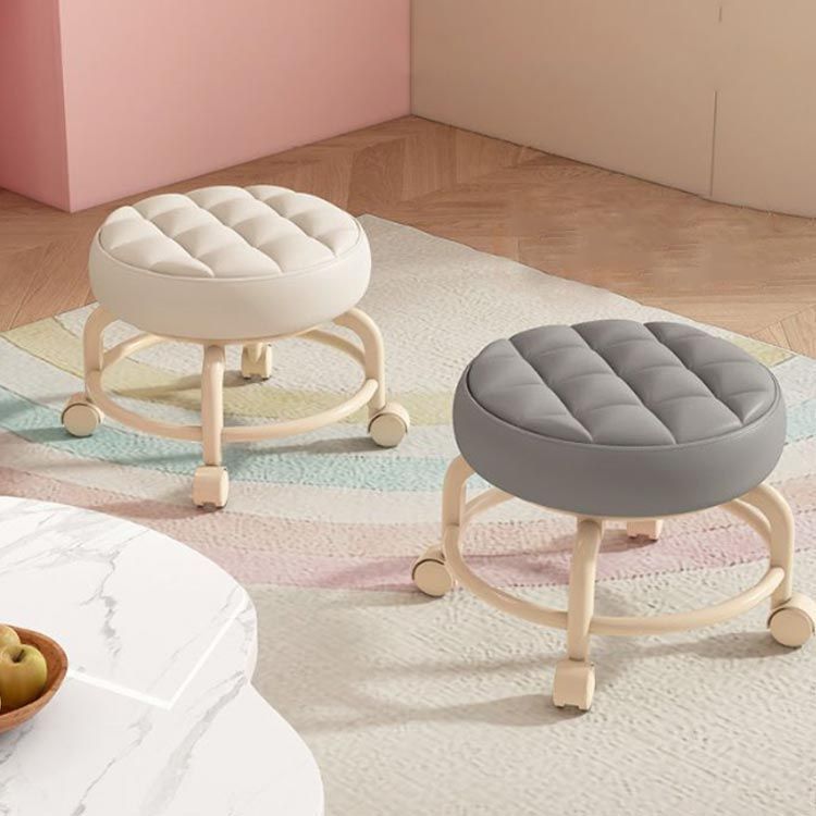 キャスター付き椅子 コンパクト 低作業イス ローチェア 低い 低め 丸イス 椅子 ロースツール 低床 チェア キルティング 北欧風 シンプル 回転椅子 イス ロータイプ スツール 丸椅子 回転いす 掃#ggfc114